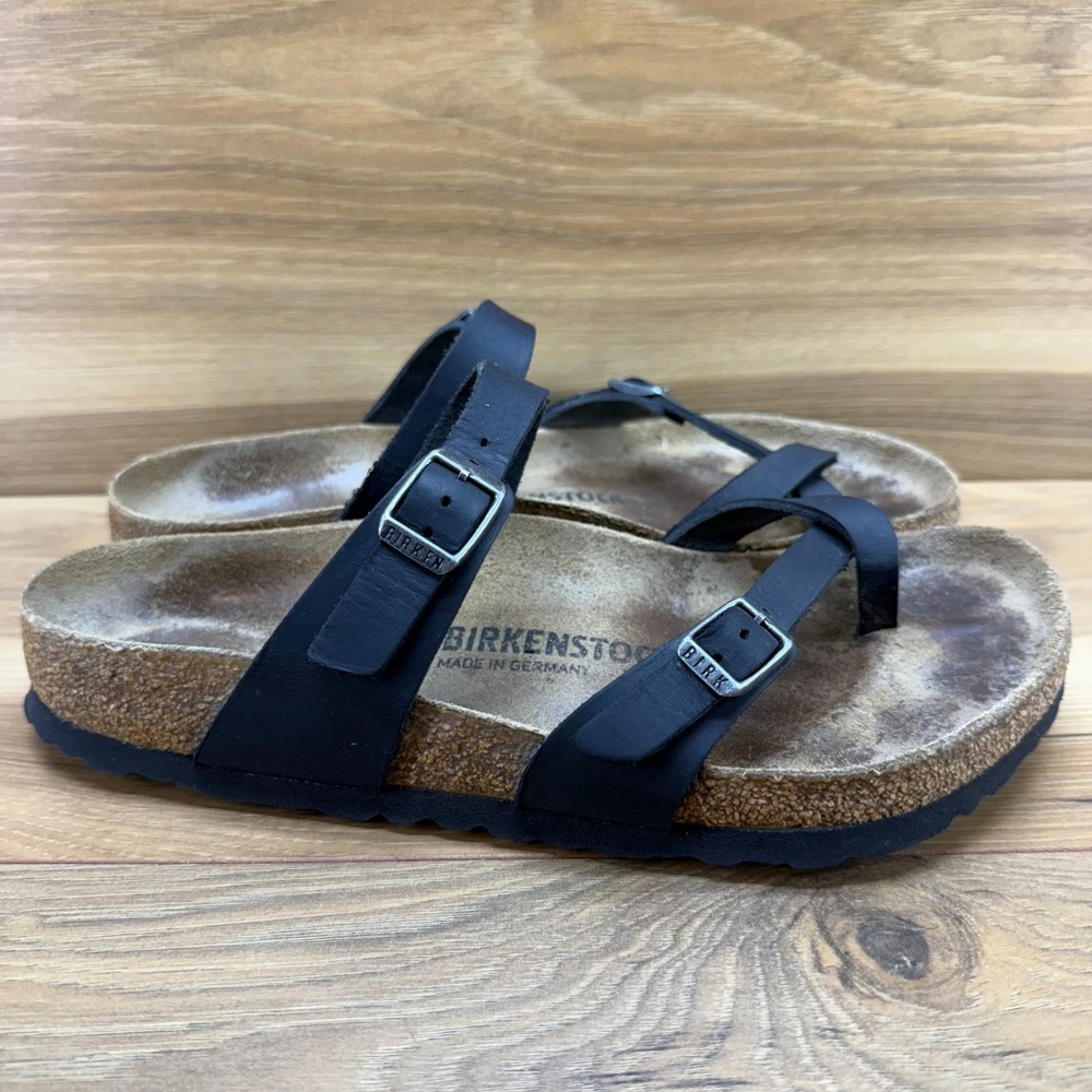 Birkenstock Mayari Sandals Womens 9 W EU 40 Black Leather Vacation Travel Resort